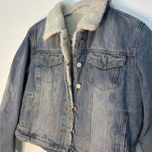 western, boho style sherpa jean jacket 
By For The Republic Cream